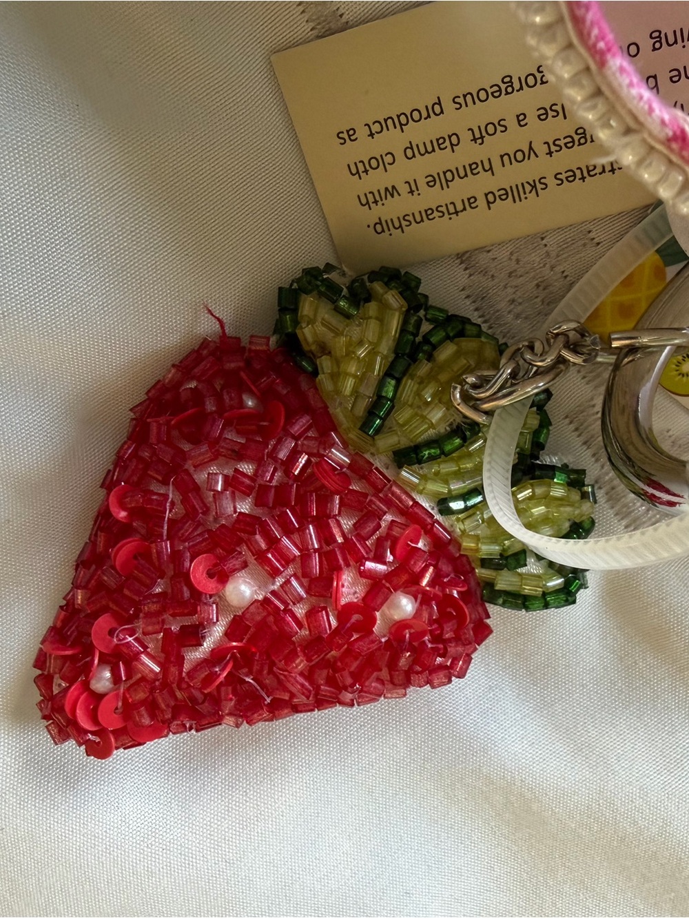 Beaded Fruit Patchwork Shoulder Bag - with Bag Charm - Picture 5 of 8